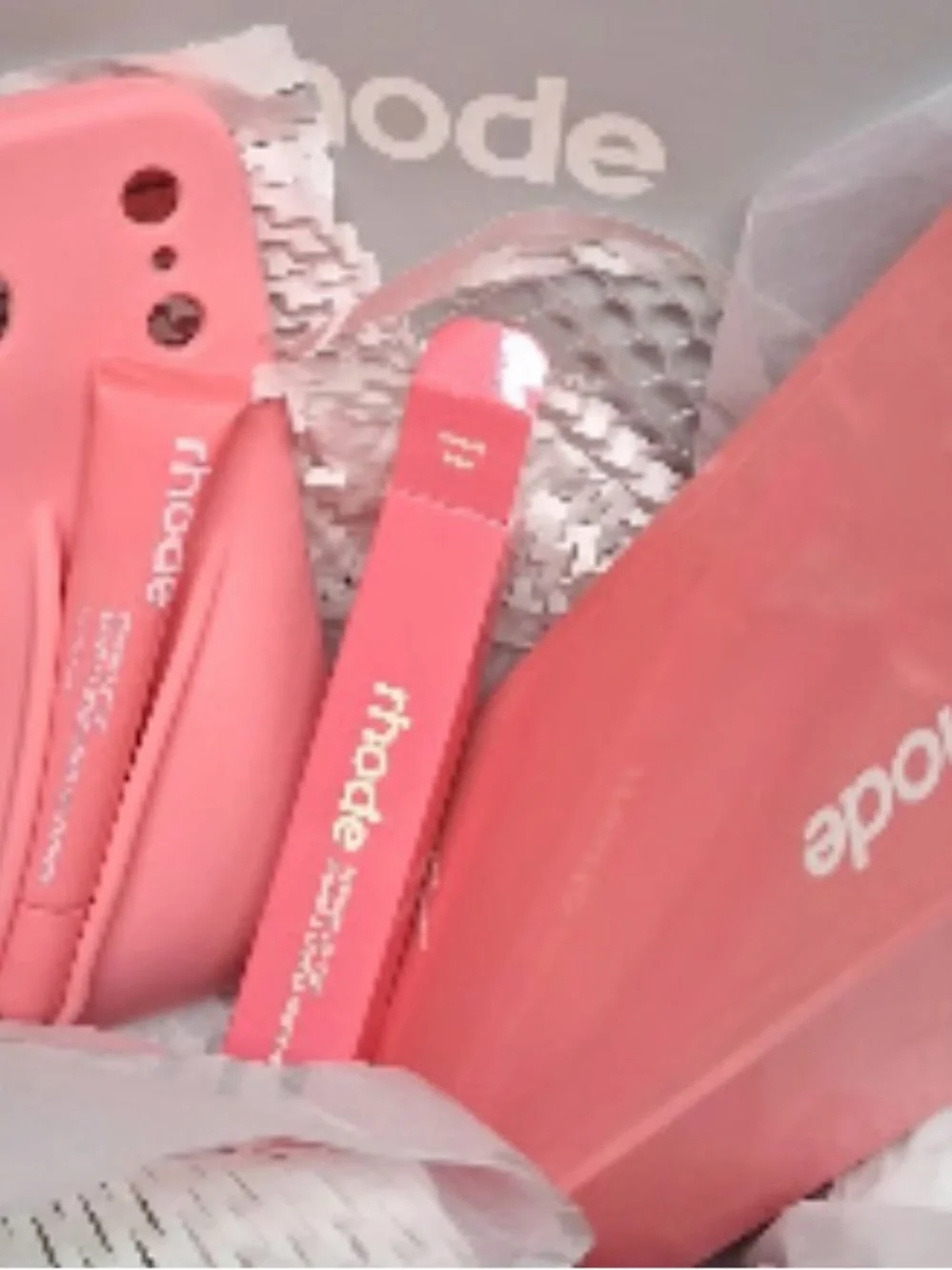 RHODE IPhone 17 Pro Max phone case and matching Lippie in color Ribbon